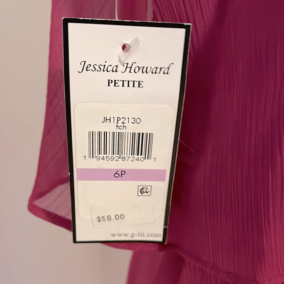 NWT Jessica Howard Magenta Asymmetric High Low Sleeveless Dress Size 6P - Picture 8 of 8